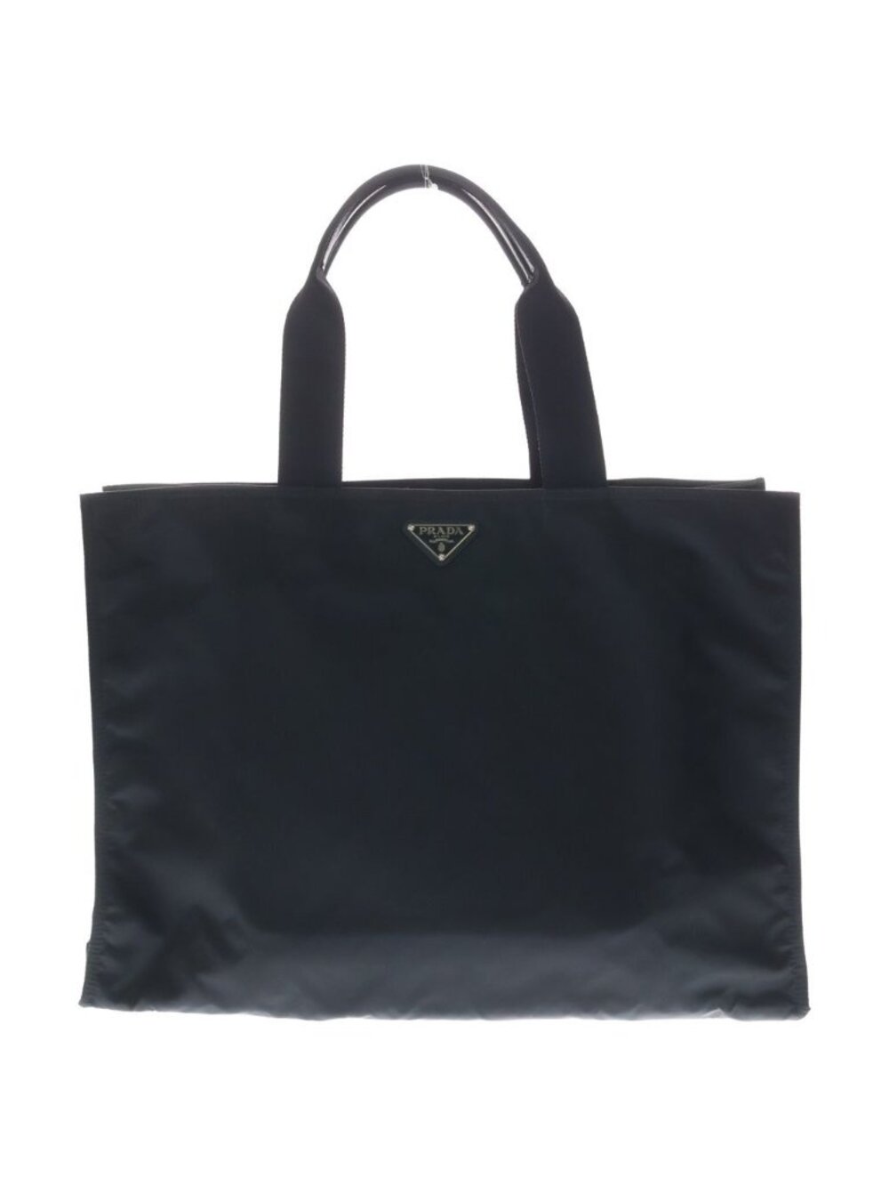 Prada Tote Bag Tessuto Black Nylon Leather Silver